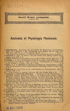 Lagerkatalog von Oswald Weigel's Antiquarium in Leipzig : Verzeichnis älterer und neuerer Bücher ... Neue Folge, 62