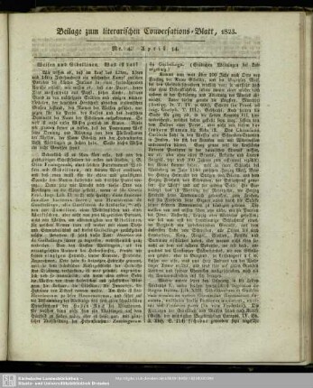 Beilage zum literarischen Conversations-Blatt, 1823. Nr. 4. April 14.