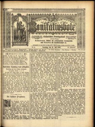 Erste Ausgabe vom Sonntag, den 18. Juli 1909.
