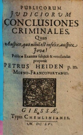 Publicorum Judiciorum Conclusiones Criminales