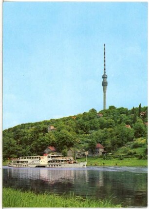 Dresden. Fernsehturm mit Motorschiff Ernst Thälmann