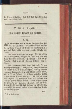 Drittes Kapitel. Die nächste Ursache des Fiebers