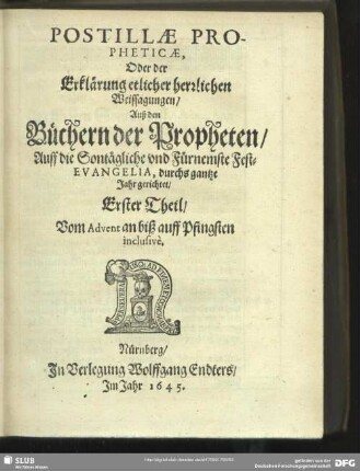 Erster Theil, Vom Advent an biß auff Pfingsten inclusivè