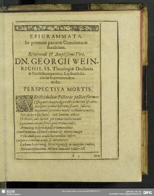 Epigrammata : In primam partem Concionum funebrium
