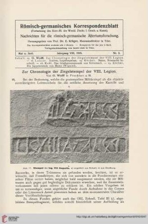 8: Zur Chronologie der Ziegelstempel der VIII. Legion, [1]