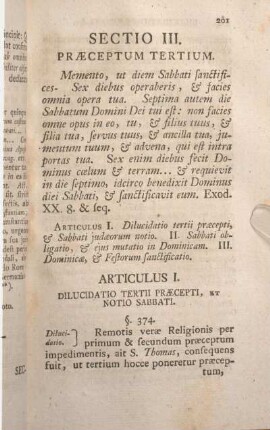 Sectio III. Praeceptum Tertium.