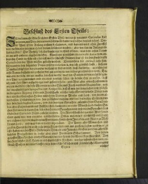 Beschluß des Ersten Theils [u. a.]