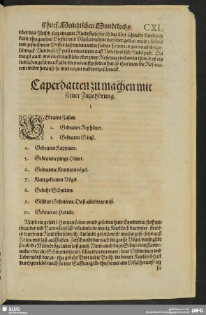 Caperdatten zu machen mit seiner Zugehörung