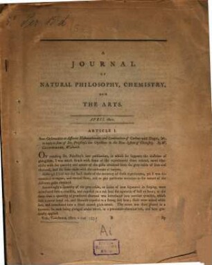 Journal of natural philosophy, chemistry and the arts. 5. 1801, Apr. - Okt.