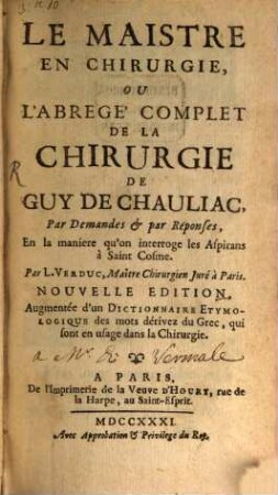 Le maistre en Chirurgie