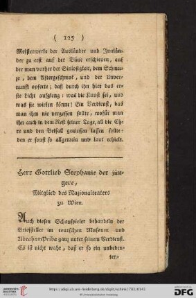 Herr Gottlieb Stephanie der jüngere, Mitglied des Nazionalteaters zu Wien