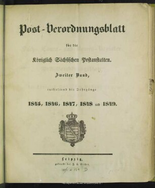 2.1849: Post-Verordnungsblatt für die Königlich Sächsischen Postanstalten