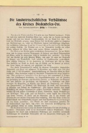 Die landwirtschaftlichen Verhältnisse des Kreises Diedenhofen-Ost