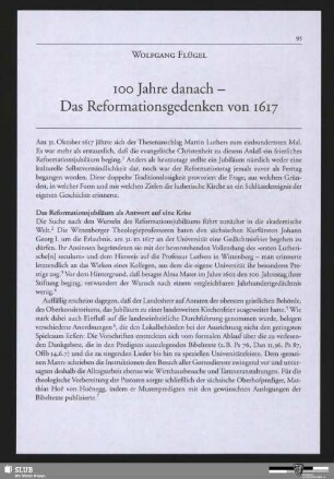 100 Jahre danach - Das Reformationsgedenken von 1617