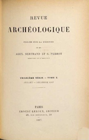 Revue archéologique. 10. 1887