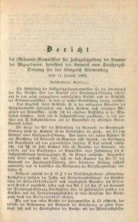 Bericht der (Gesammt-)Commission für Justizgesetzgebung der Kammer der Abgeordneten ...