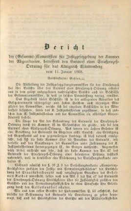 Bericht der (Gesammt-)Commission für Justizgesetzgebung der Kammer der Abgeordneten ...