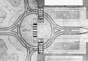 Berlin, Pariser Platz - Entwurfszeichnung zur Verkehrsregulierung auf dem Platz