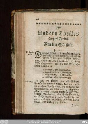 Des Andern Theiles Zweytes Capitel. Von den Wörtlein.