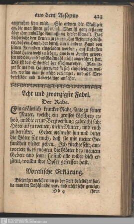 Acht und zwanzigste Fabel. Der Rabe