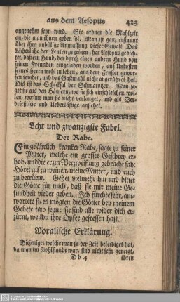Acht und zwanzigste Fabel. Der Rabe