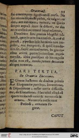 Pars Tertia: De Oratoria Elocutione