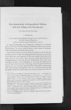 Das holsteinische Adelsgeschlecht Wittorp und sein Adliges Gut Neumünster