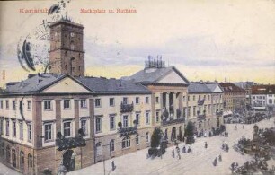 Postkartenalbum. "Karlsruhe". Marktplatz und Rathaus