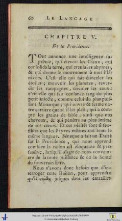 V. De la Providence.