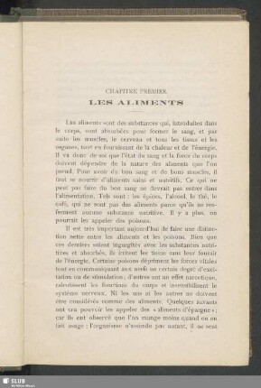 Chapitre premier. Les aliments