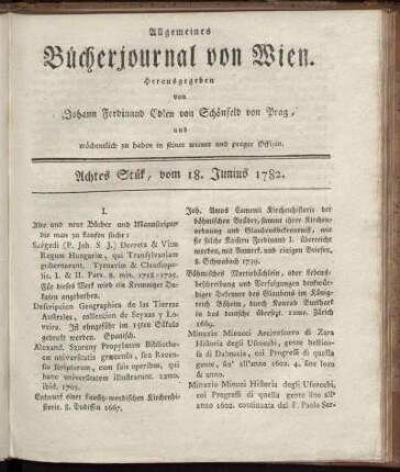 Achtes Stück vom 4. Junius 1782.