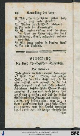 Erweckung der drey theologischen Tugenden.