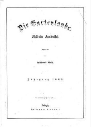 Die Gartenlaube : illustrirtes Familienblatt. 1853, 1853