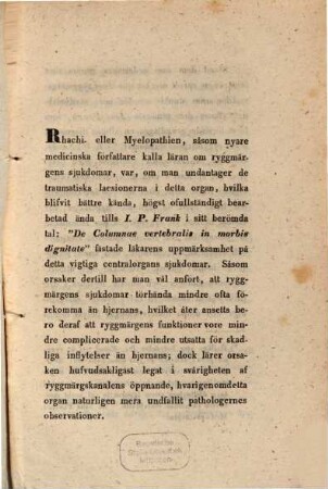 Om tabes dorsalis eller Ryggmärgs-Tärsot