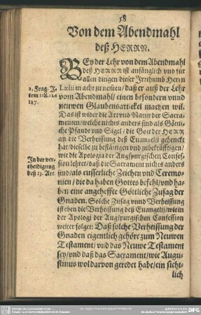 Von dem Abendmahl deß Herrn