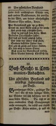 Um göttlichen Beystand und würdige Zubereitung zur Busse. - Zu Gott dem heiligen Geist.