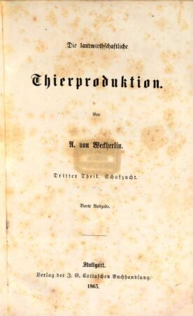 Die landwirthschaftliche Thierproduktion, 3. Schafzucht