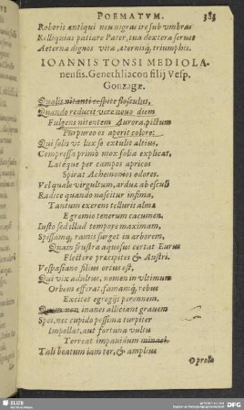 Ioannis Tonsi Mediolanensis. Genethliacon filii Vesp. Gonzagae