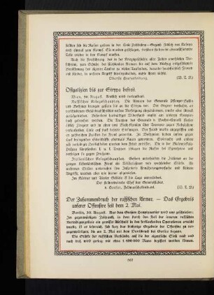 Der Zusammenbruch der russischen Armee. - Das Ergebnis unserer Offensive seit dem 2. Mai.