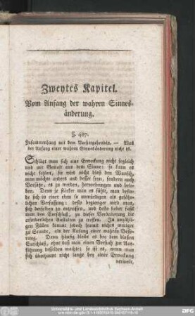 Zweytes Kapitel. Vom Anfang der wahren Sinnesänderung.