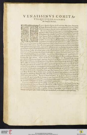 Venaissinvs comitatvs, qvi vvlgo La Comte de Venißÿ dicitur