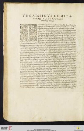 Venaissinvs comitatvs, qvi vvlgo La Comte de Venißÿ dicitur