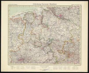 Bl. 10: Oldenburg, Hannover, Westfalen, heute Niedersachsen u. Nordrhein-Westfalen, 1944 : Bl. 10 : Oldenburg, Hannover, Westfalen : (Hanovre, Westphalie, Hanover, Westphalia, Oldenburgo, Vestfalia, Hanóver)) / Leitung: H. Haack. - 10. Aufl. / [Hundertjahr-Ausg.]. - 1:925 000. - Gotha : Perthes , 1944. - 1 Kt. : mehrfarb. ; 40 x 33 cm. - Aus: Stielers Handatlas, [Bl.] 10