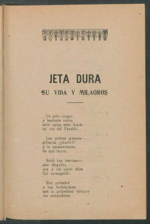 Jeta Dura - Su vida y milagros