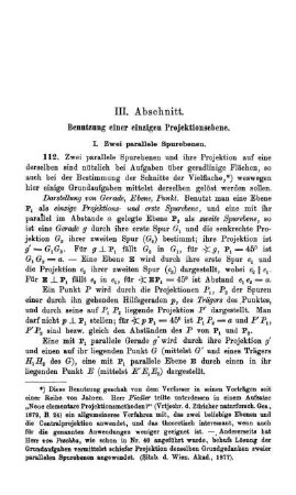 III. Abschnitt. Benutzung einer einzigen Projektionsebene.