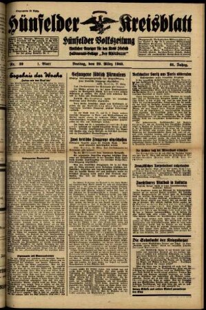 Erste Ausgabe vom Freitag, den 29. März 1940.