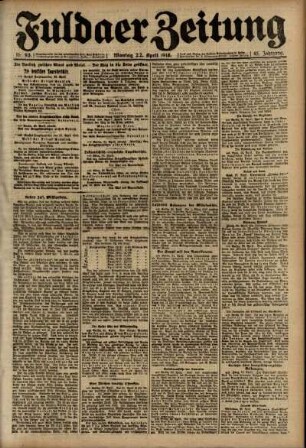 Ausgabe vom Montag, den 22. April 1918.