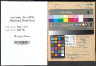 Entnazifizierung Peter Hungs , geb. 22.09.1889 (Schlosser)