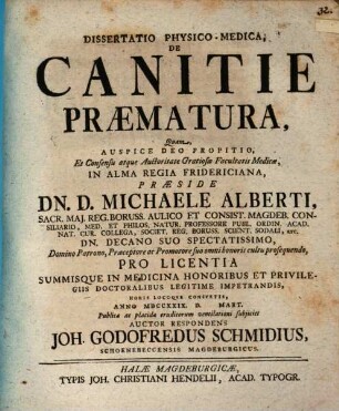 Diss. phys. med. de canitie praematura