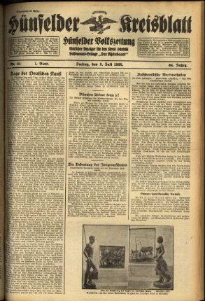 Erste Ausgabe vom Freitag, den 08. Juli 1938.